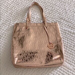Michael Kors Rose-Gold Tote Bag with Signature Monogram